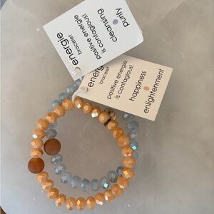 Energie Orange and Light Blue Beaded Bracelet